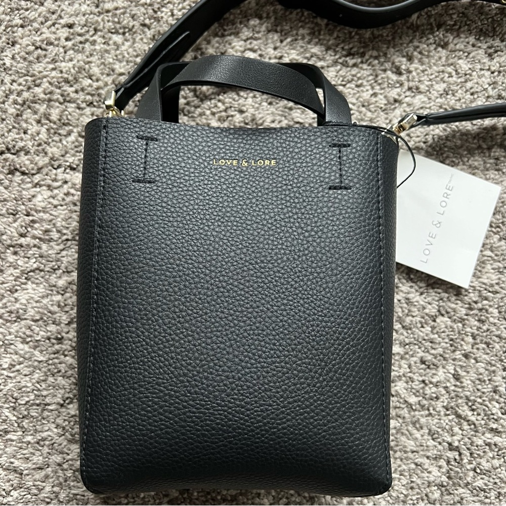 NWT Love & Lore Vegan Leather Black Bag - Picture 3 of 17